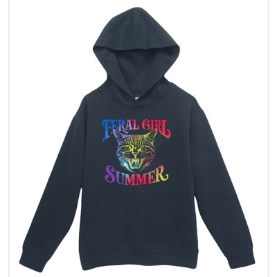 Feral Girl Summer Funny Cat Vintage Urban Pullover Hoodie