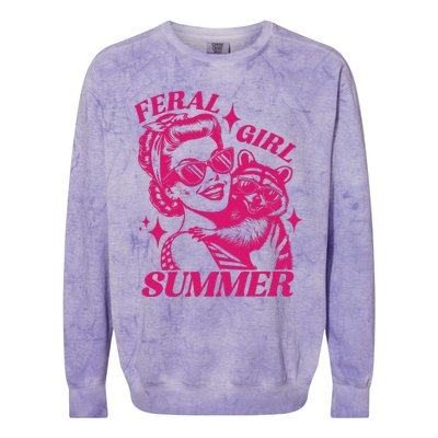 Feral Girl Summer Funny Feral Girl Summer Colorblast Crewneck Sweatshirt