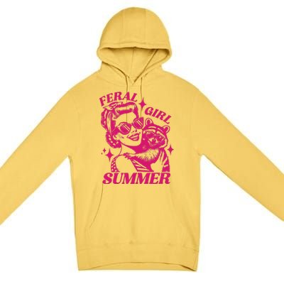 Feral Girl Summer Funny Feral Girl Summer Premium Pullover Hoodie