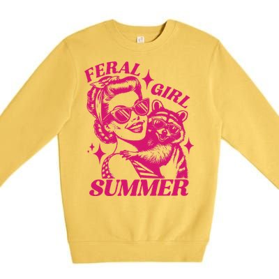 Feral Girl Summer Funny Feral Girl Summer Premium Crewneck Sweatshirt