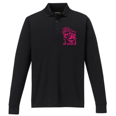 Feral Girl Summer Funny Feral Girl Summer Performance Long Sleeve Polo