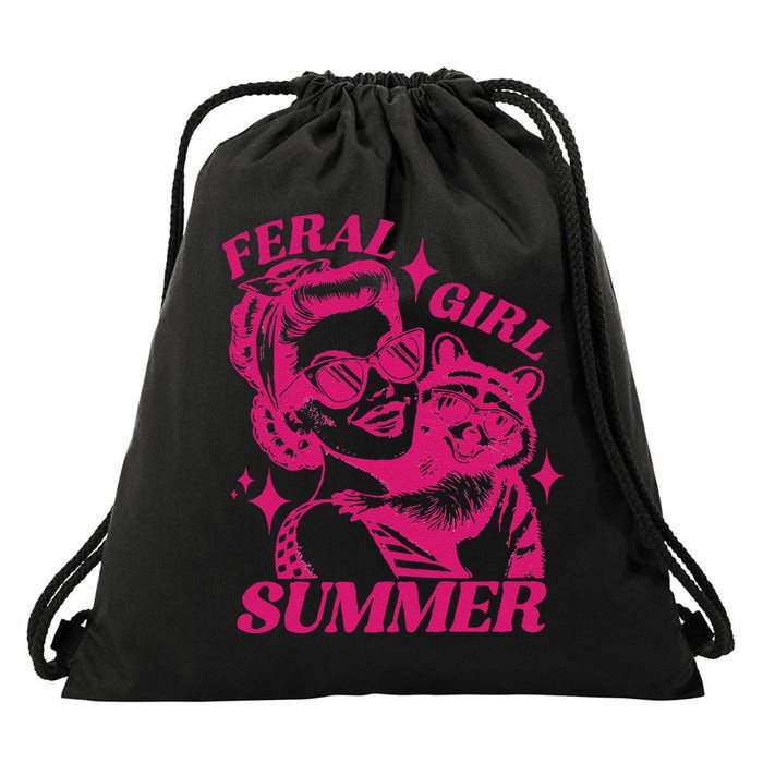 Feral Girl Summer Funny Feral Girl Summer Drawstring Bag