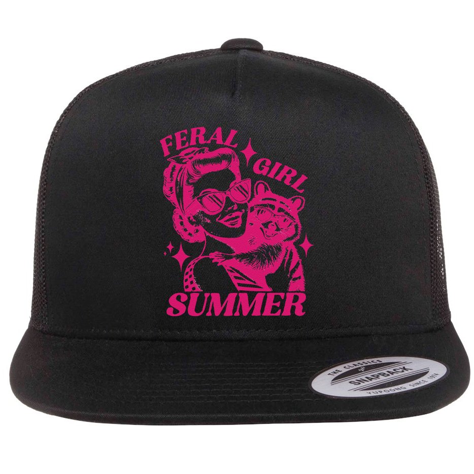 Feral Girl Summer Funny Feral Girl Summer Flat Bill Trucker Hat
