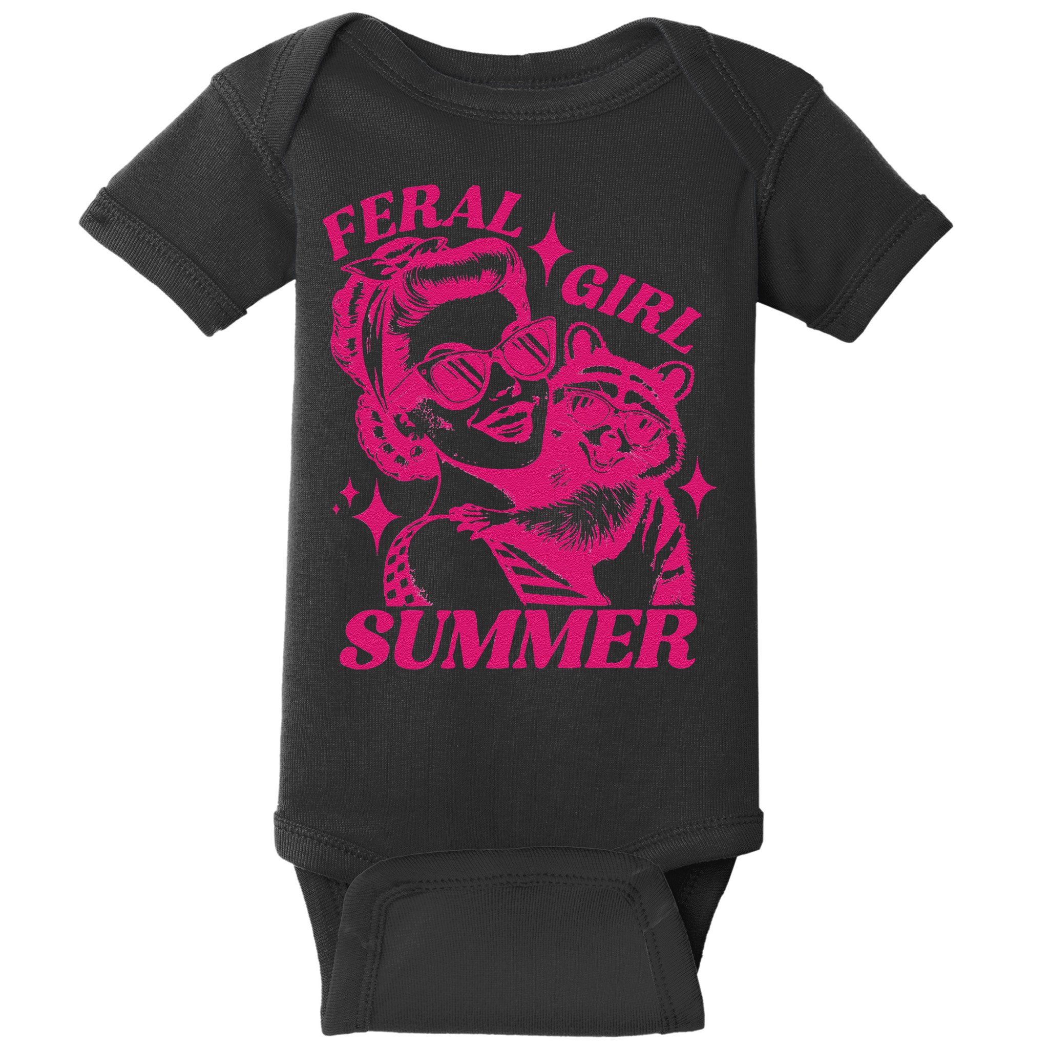 Feral Girl Summer Funny Feral Girl Summer Baby Bodysuit