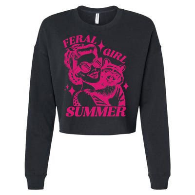 Feral Girl Summer Funny Feral Girl Summer Cropped Pullover Crew