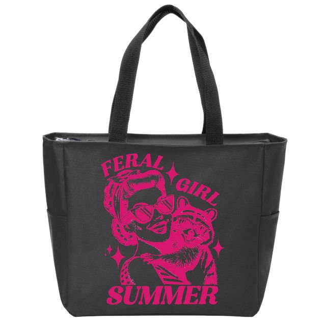 Feral Girl Summer Funny Feral Girl Summer Zip Tote Bag