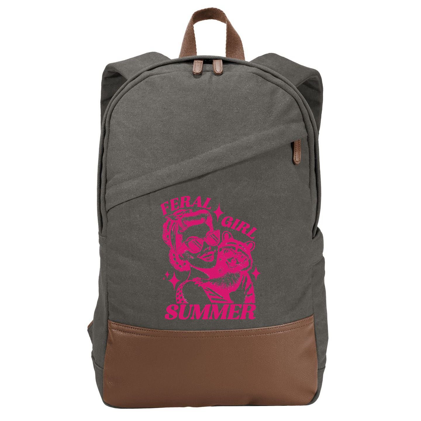 Feral Girl Summer Funny Feral Girl Summer Cotton Canvas Backpack