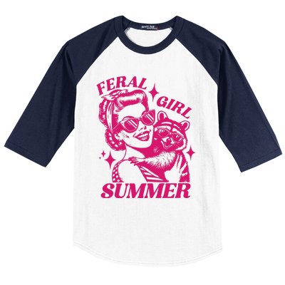 Feral Girl Summer Funny Feral Girl Summer Baseball Sleeve Shirt