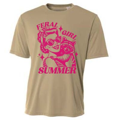 Feral Girl Summer Funny Feral Girl Summer Cooling Performance Crew T-Shirt