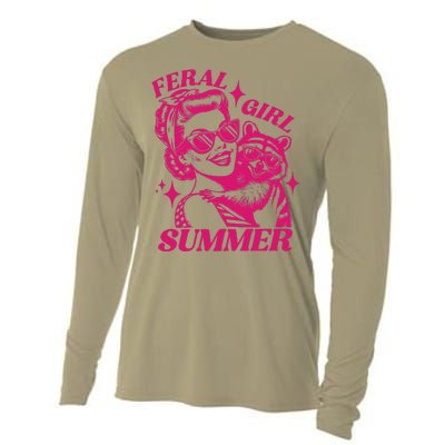 Feral Girl Summer Funny Feral Girl Summer Cooling Performance Long Sleeve Crew