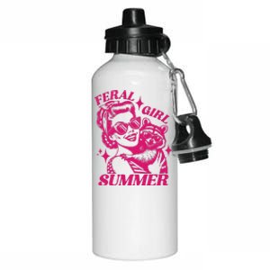 Feral Girl Summer Funny Feral Girl Summer Aluminum Water Bottle 