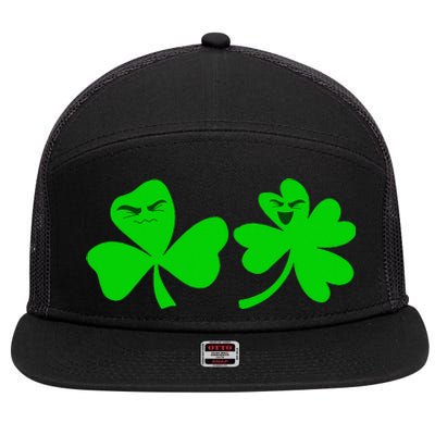 Funny Green Shamrock Clover Irish Lucky St Patrick's Day 7 Panel Mesh Trucker Snapback Hat