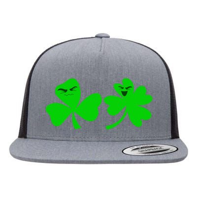 Funny Green Shamrock Clover Irish Lucky St Patrick's Day Flat Bill Trucker Hat