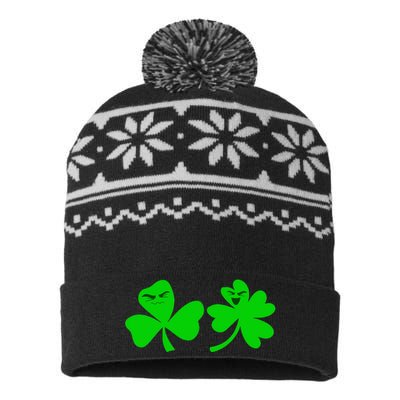 Funny Green Shamrock Clover Irish Lucky St Patrick's Day USA-Made Snowflake Beanie