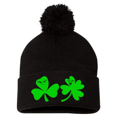 Funny Green Shamrock Clover Irish Lucky St Patrick's Day Pom Pom 12in Knit Beanie