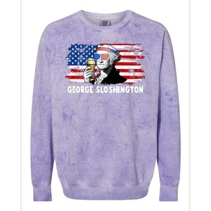 Funny George Sloshington USA American Flag Colorblast Crewneck Sweatshirt