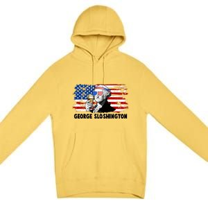 Funny George Sloshington USA American Flag Premium Pullover Hoodie