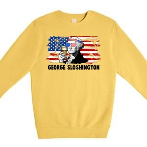 Funny George Sloshington USA American Flag Premium Crewneck Sweatshirt