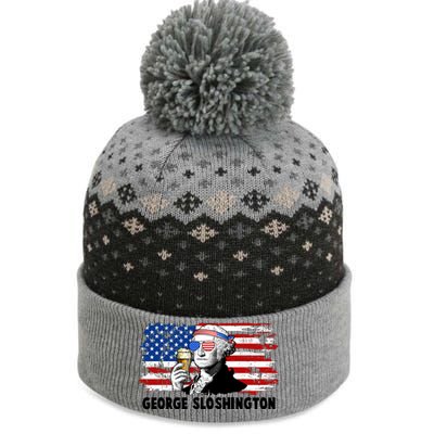 Funny George Sloshington USA American Flag The Baniff Cuffed Pom Beanie