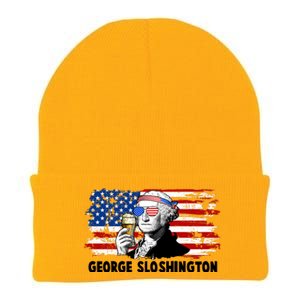 Funny George Sloshington USA American Flag Knit Cap Winter Beanie