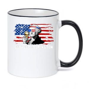 Funny George Sloshington USA American Flag 11oz Black Color Changing Mug