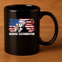 Funny George Sloshington USA American Flag 11oz C Handle Ceramic Mug