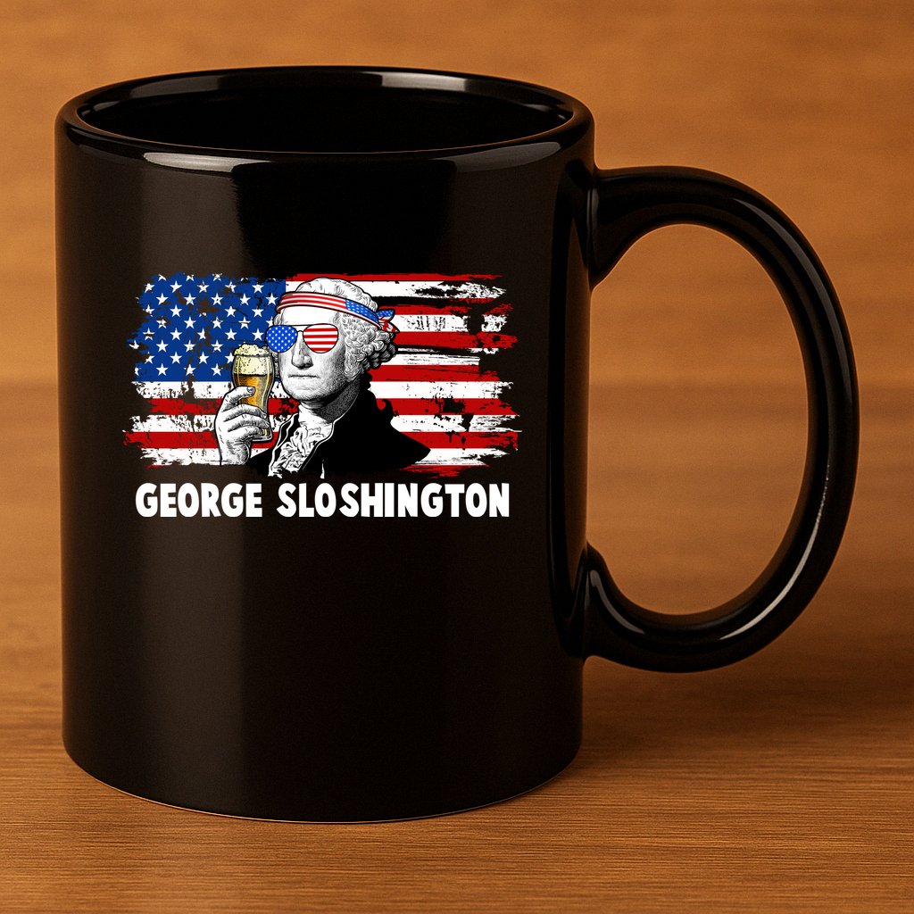 Funny George Sloshington USA American Flag 11oz C Handle Ceramic Mug