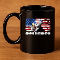 Funny George Sloshington USA American Flag 11oz C Handle Ceramic Mug