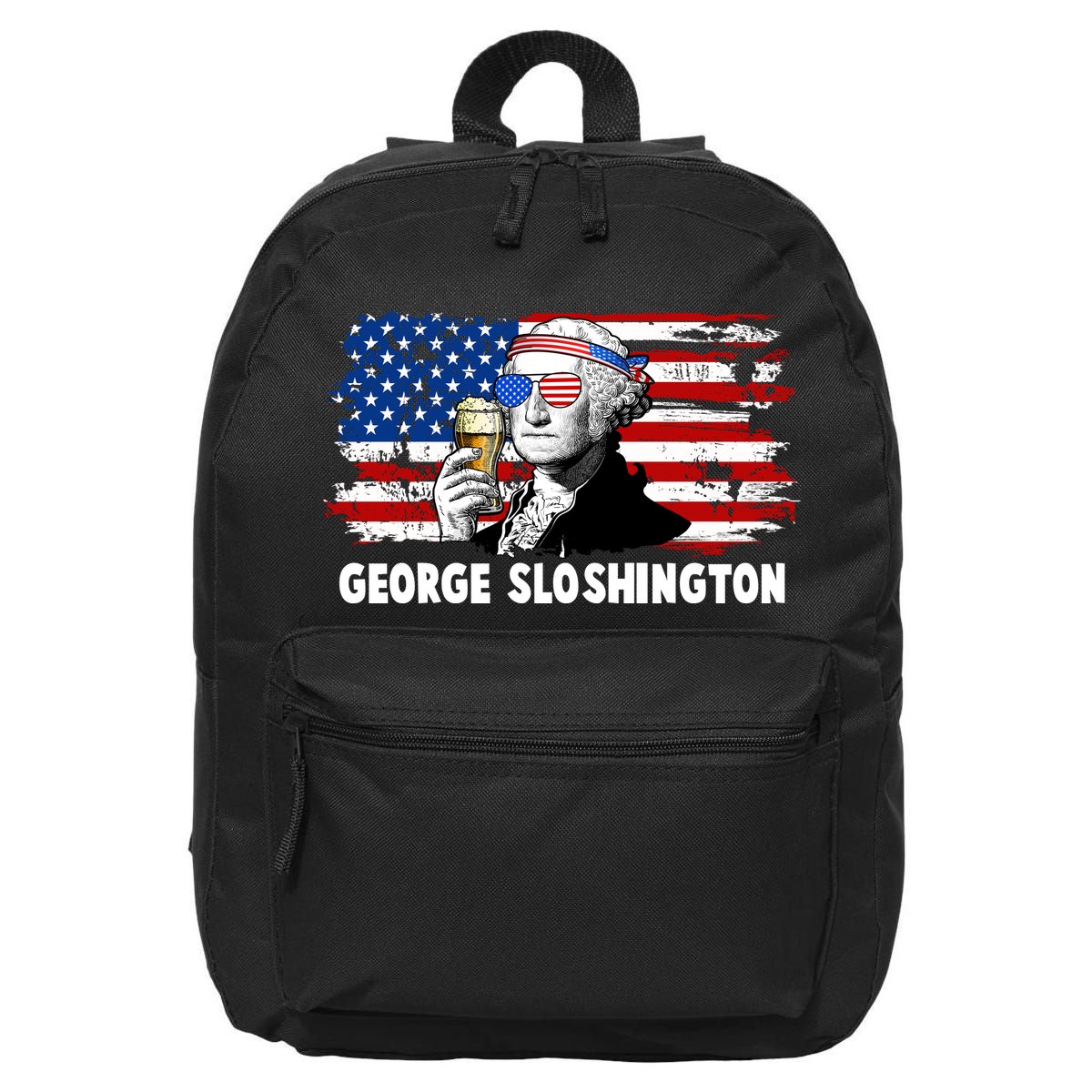 Funny George Sloshington USA American Flag 16 in Basic Backpack