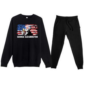 Funny George Sloshington USA American Flag Premium Crewneck Sweatsuit Set