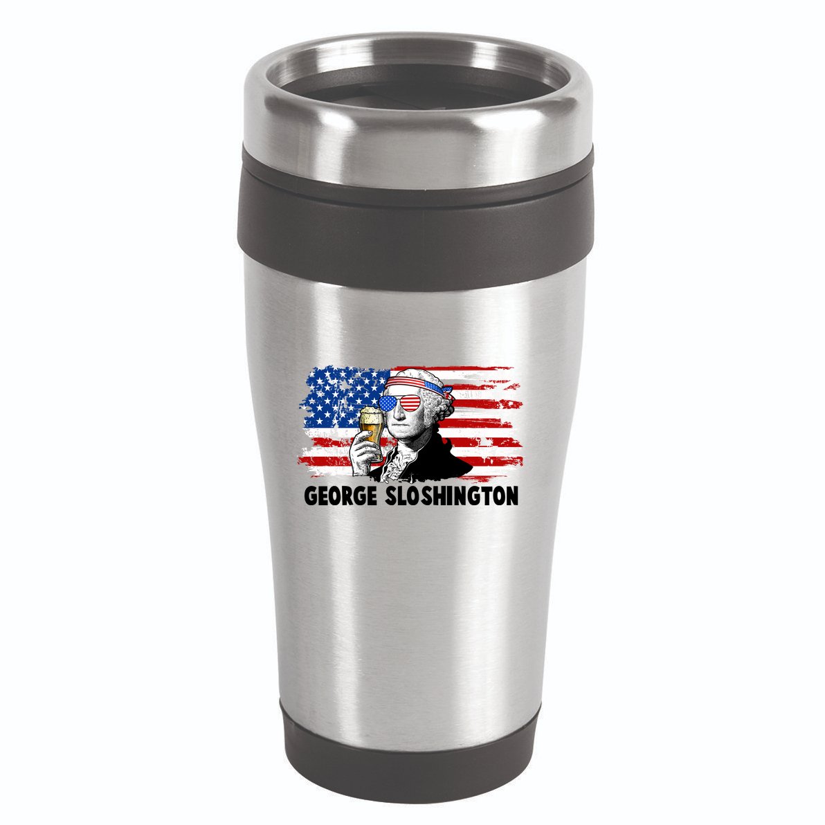 Funny George Sloshington USA American Flag 16oz Travel Tumbler