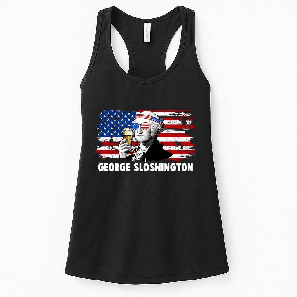 Funny George Sloshington USA American Flag Womens Tank Top