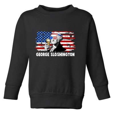 Funny George Sloshington USA American Flag Toddler Sweatshirt