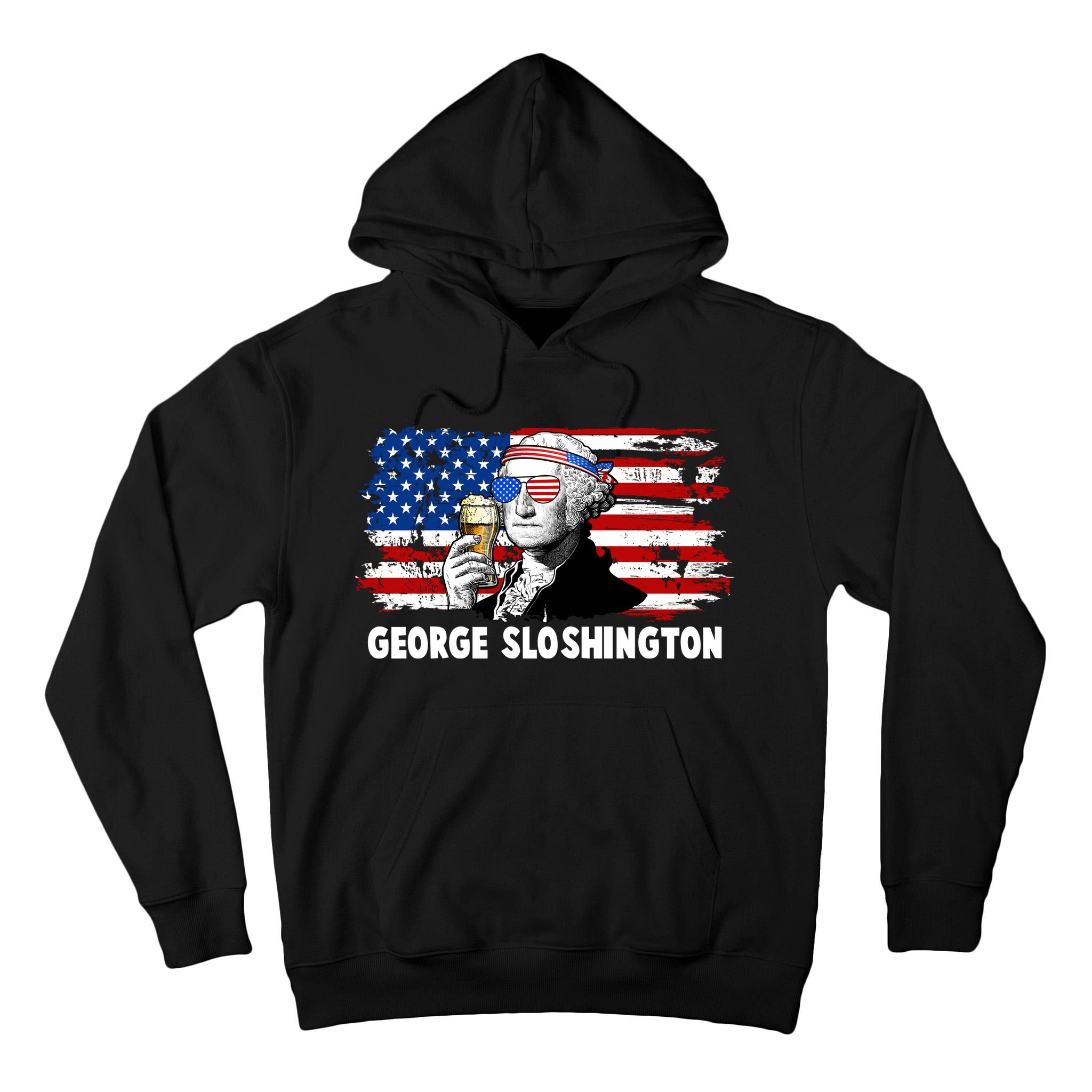 Funny George Sloshington USA American Flag Tall Hoodie