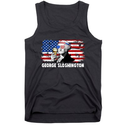 Funny George Sloshington USA American Flag Tank Top