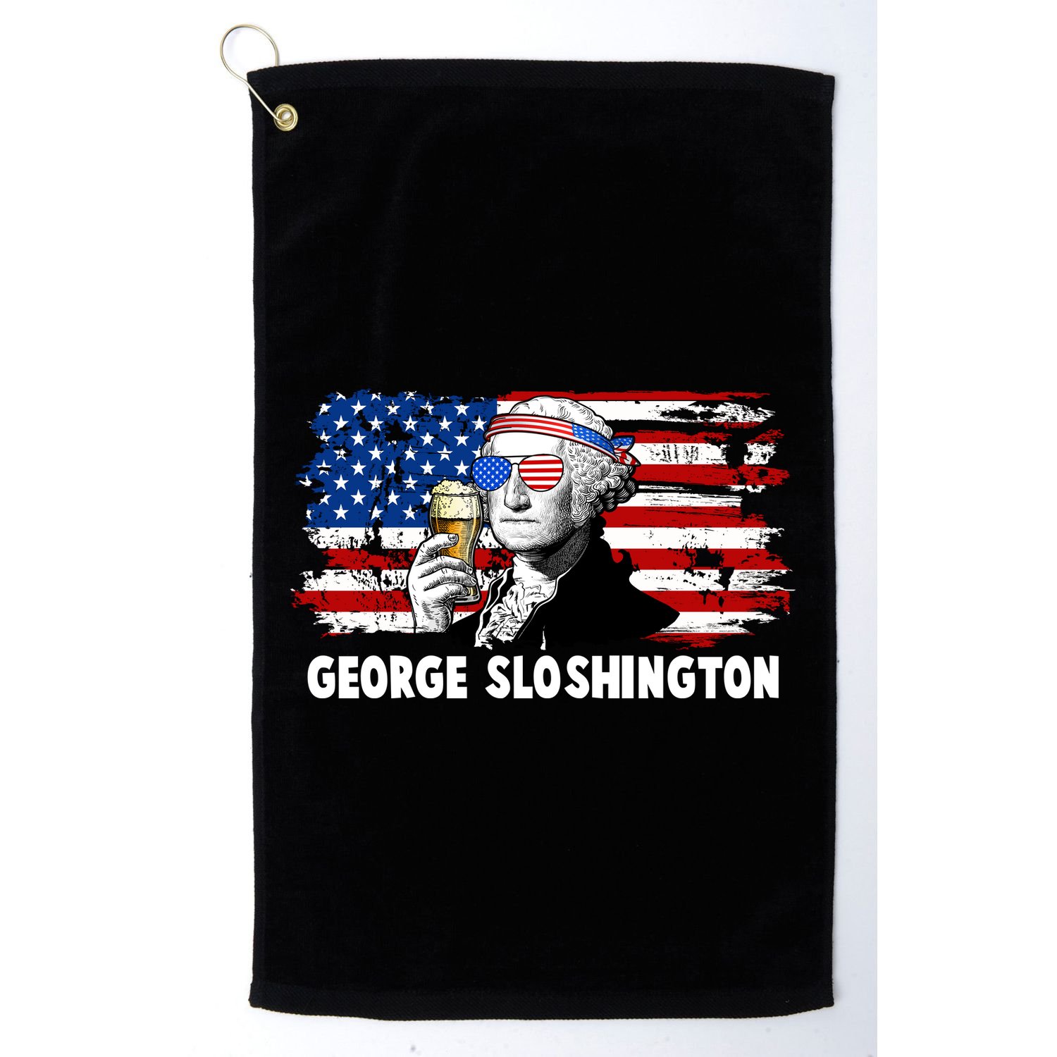Funny George Sloshington USA American Flag Golf Towel