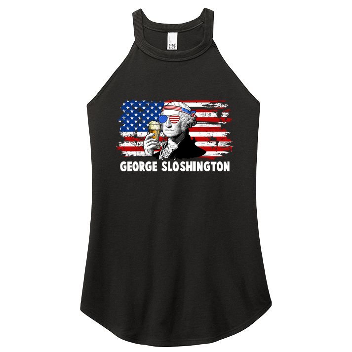 Funny George Sloshington USA American Flag Women's Perfect Tri Rocker Tank