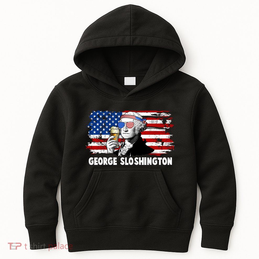 Funny George Sloshington USA American Flag Kids Hoodie