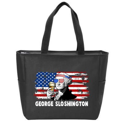 Funny George Sloshington USA American Flag Zip Tote Bag