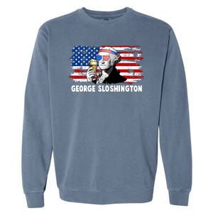 Funny George Sloshington USA American Flag Garment-Dyed Sweatshirt