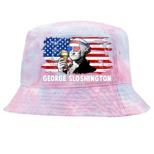 Funny George Sloshington USA American Flag Tie-Dyed Bucket Hat