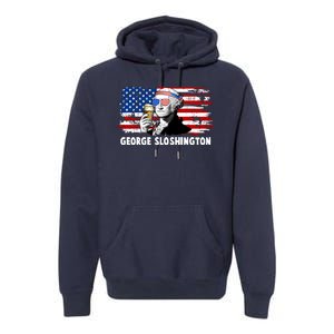 Funny George Sloshington USA American Flag Premium Hoodie