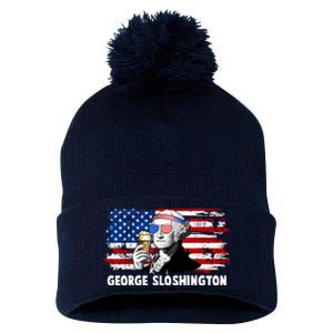 Funny George Sloshington USA American Flag Pom Pom 12in Knit Beanie