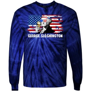 Funny George Sloshington USA American Flag Tie-Dye Long Sleeve Shirt