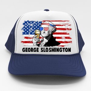 Funny George Sloshington USA American Flag Trucker Hat