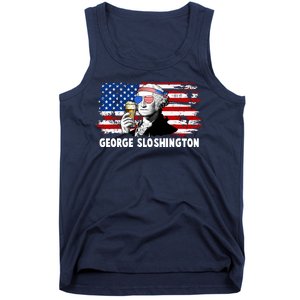 Funny George Sloshington USA American Flag Tank Top