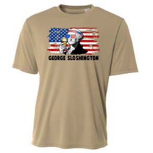 Funny George Sloshington USA American Flag Cooling Performance Crew T-Shirt