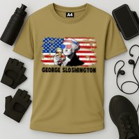 Funny George Sloshington USA American Flag Cooling Performance Crew T-Shirt