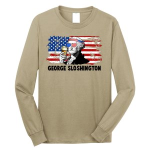 Funny George Sloshington USA American Flag Long Sleeve Shirt