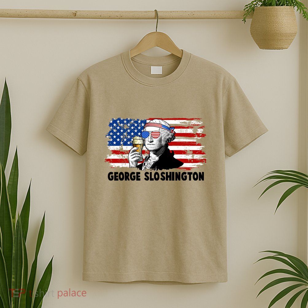 Funny George Sloshington USA American Flag T-Shirt